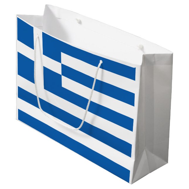 Greece Flag Large Gift Bag (Front Angled)