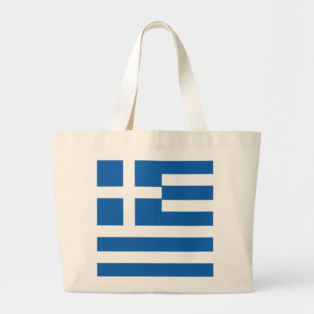 Greece Flag Large Tote Bag (Front)