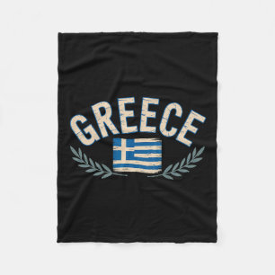 Greece Flag Laurel Wreath Travel Souvenir Greek  Fleece Blanket