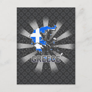 Greece Flag Map 2.0 Postcard