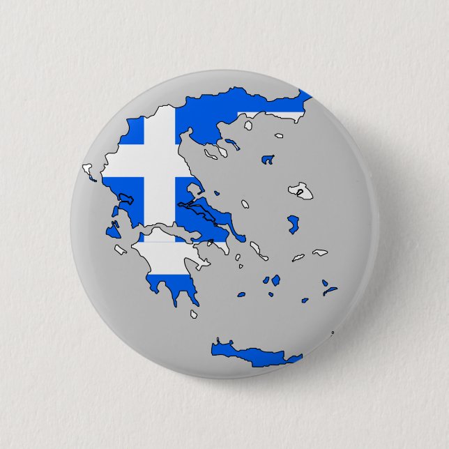 Greece flag map 2 inch round button (Front)