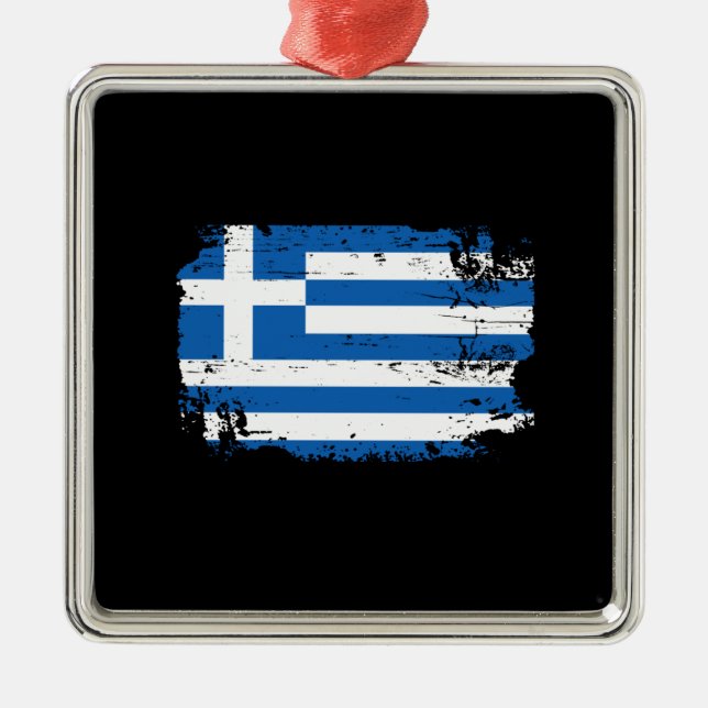 Greece Flag Metal Ornament (Front)