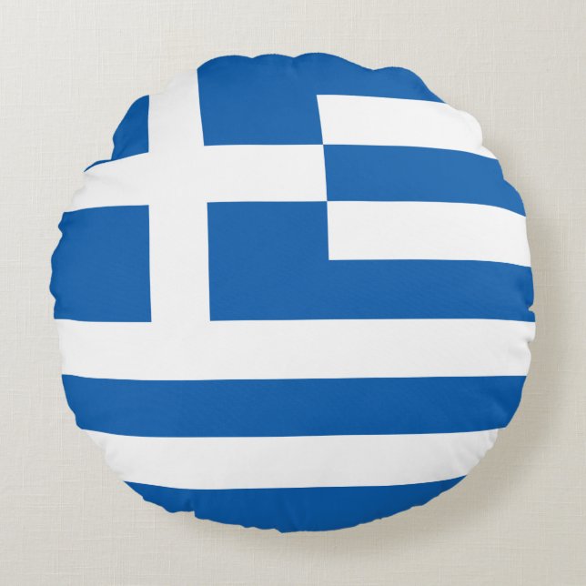 Greece Flag Round Pillow (Front)