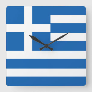 Greece Flag Square Wall Clock