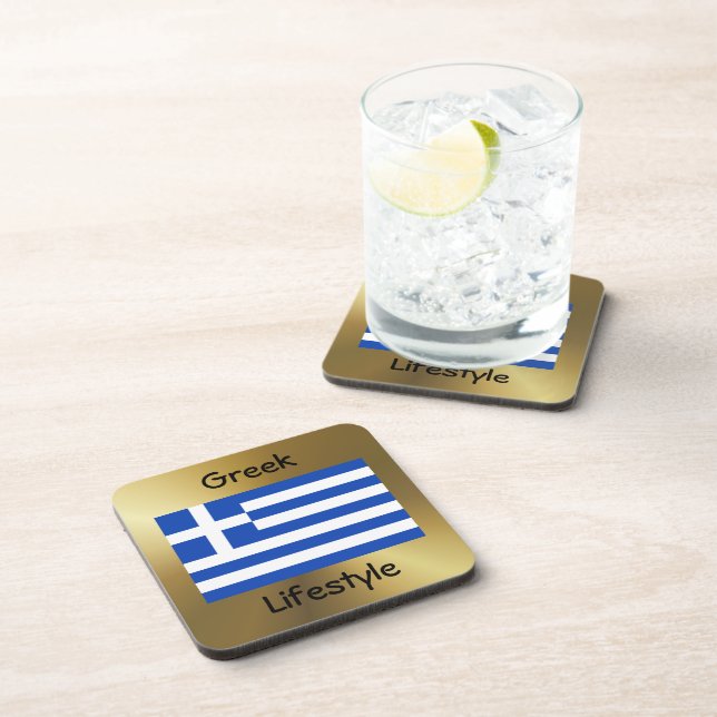 Greece Flag+Text Coaster (Right Side)