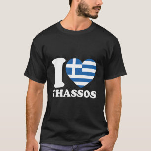 Greece Flag Thassos Travel Thassos Map I Love Thas T-Shirt