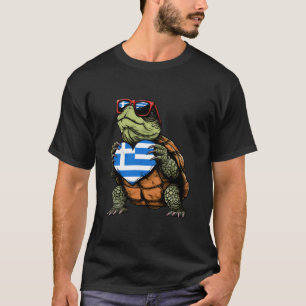 Greece Flag Turtle Hellenic Greek Pride Heart Gree T-Shirt