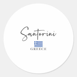 Greece Flag Vacation - Island Santorini  Classic Round Sticker