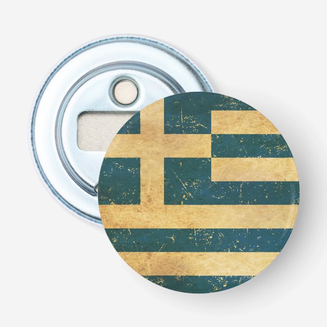  Greece Flag Vintage Grunge Bottle Opener (Front)