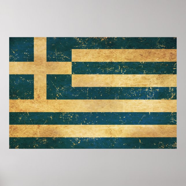 Greece Flag Vintage Grunge Design Poster (Front)