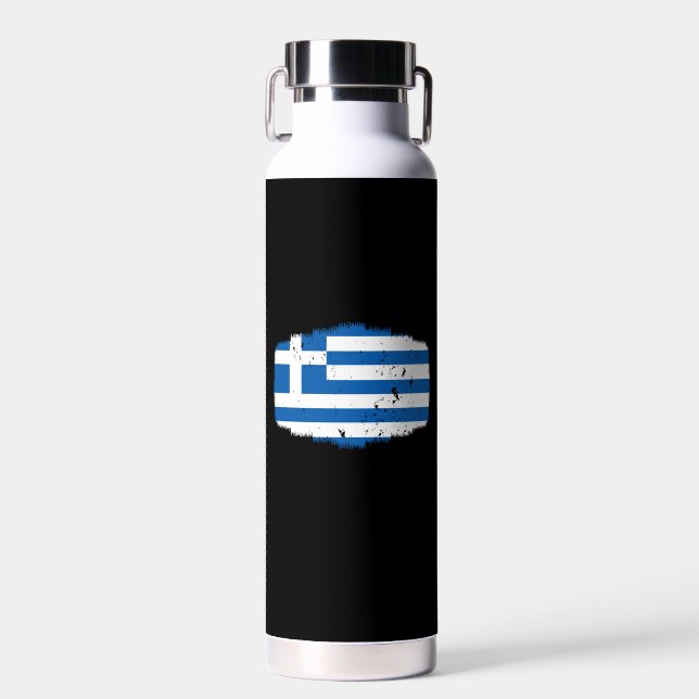 Greece Flag Water Bottle (Front)