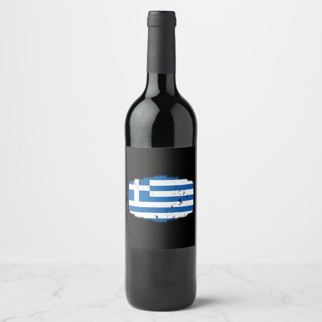 Greece Flag Wine Label (Front)