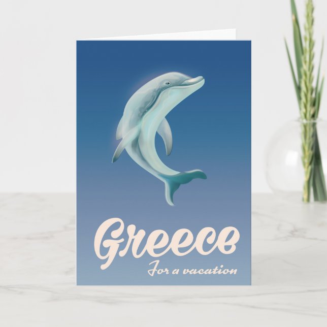 Greece for a vacation Dolphin travel poster Holiday Card (Front)