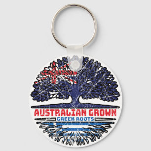 Greece Greek Australian Australia Tree Roots Flag Keychain