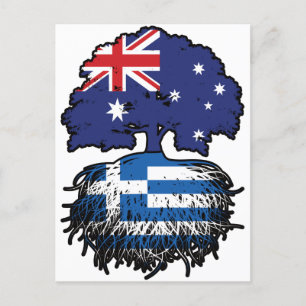 Greece Greek Australian Australia Tree Roots Flag Postcard