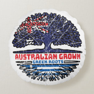 Greece Greek Australian Australia Tree Roots Flag Round Pillow