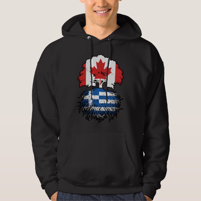 Greece Greek Canadian Canada Tree Roots Flag Hoodie (Front)