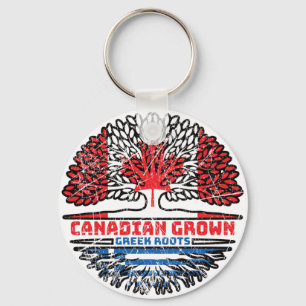 Greece Greek Canadian Canada Tree Roots Flag Keychain
