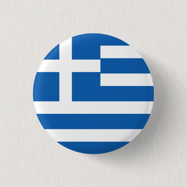 Greece (Greek) Flag 1 Inch Round Button (Front)