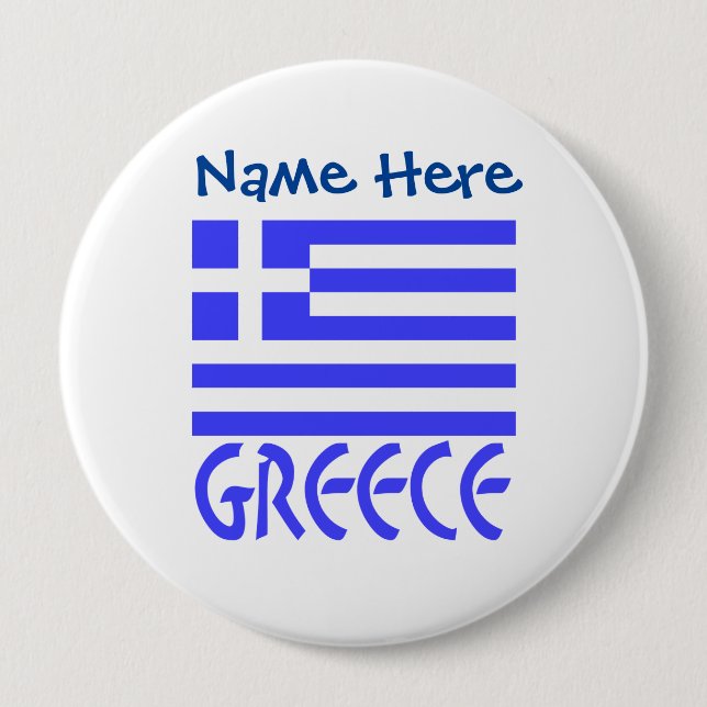 Greece Greek Flag Blue Personalization  4 Inch Round Button (Front)