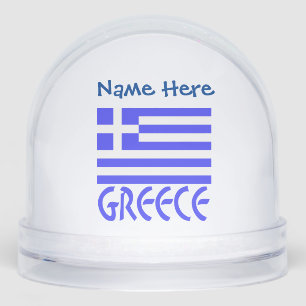Greece Greek Flag Blue Personalized Snowglobe