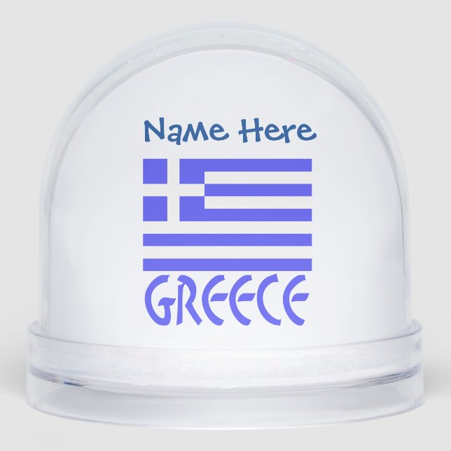 Greece Greek Flag Blue Personalized  Snowglobe (Front)