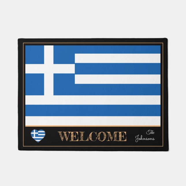 Greece & Greek Flag house mats/sports Welcome Doormat (Front)