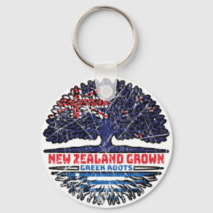 Greece Greek New Zealander New Zealand Tree Roots Keychain