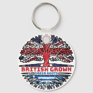 Greece Greek Uk United Kingdom British Tree Roots Keychain