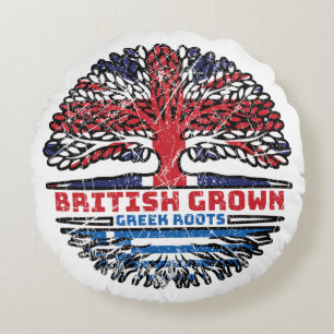 Greece Greek Uk United Kingdom British Tree Roots Round Pillow