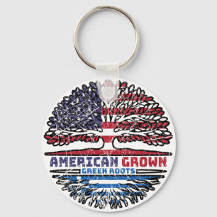 Greece Greek US American USA United States Tree Keychain