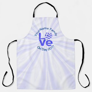 Greece Heart Flag Blue LOVE Personalized  Apron