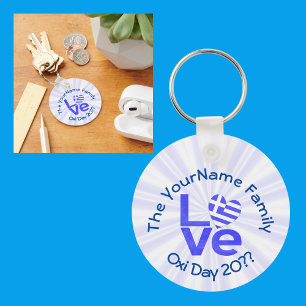 Greece Heart Flag Blue LOVE Personalized  Keychain