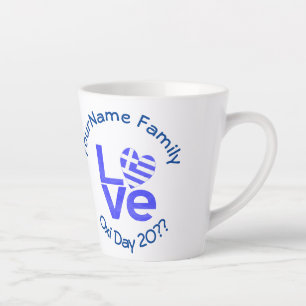 Greece Heart Flag Blue LOVE Personalized Latte Mug