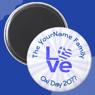 Greece Heart Flag Blue LOVE Personalized  Magnet
