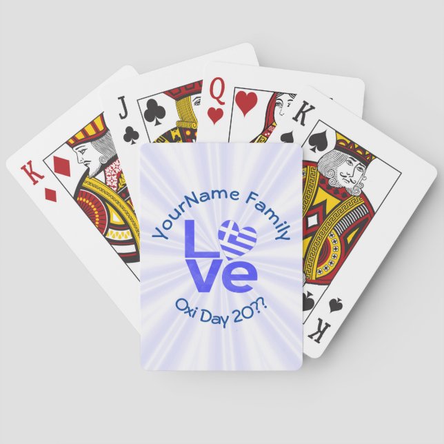 Greece Heart Flag Blue LOVE Personalized  Playing Cards (Back)
