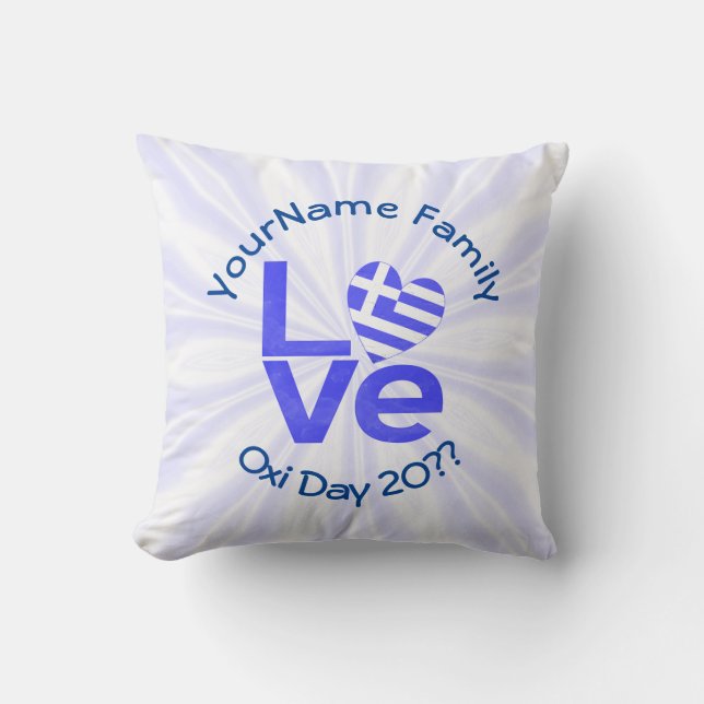 Greece Heart Flag Blue LOVE Personalized  Throw Pillow (Front)