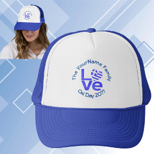 Greece Heart Flag Blue LOVE Personalized Trucker Hat