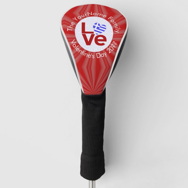 Greece Heart Flag Red LOVE Personalized  Golf Head Cover (Front)