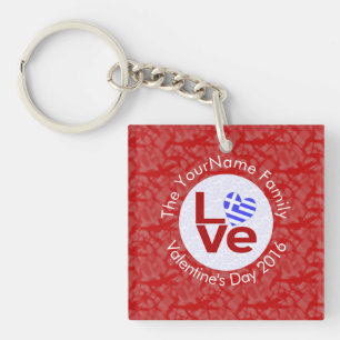 Greece Heart Flag Red LOVE Personalized Keychain