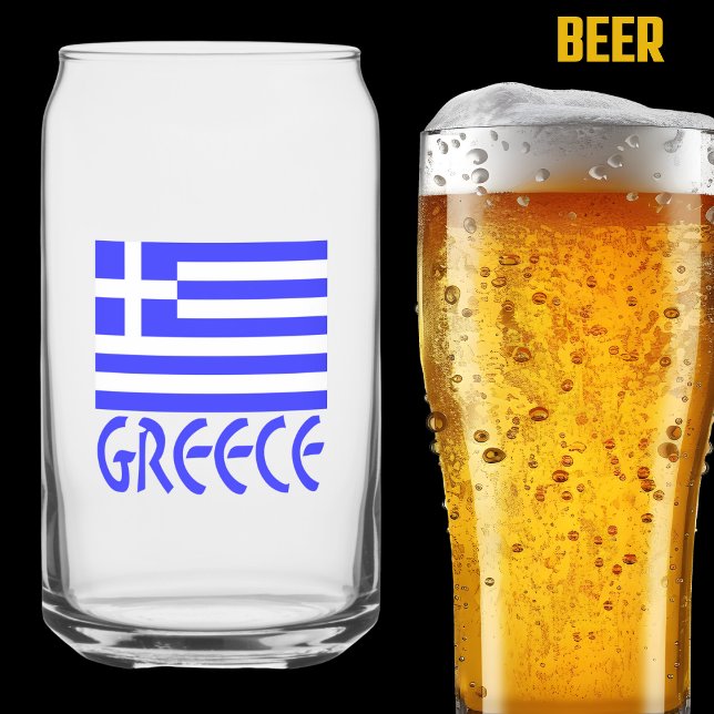 Greece in Blue Greek Flag Can Glass (Creator Uploaded)