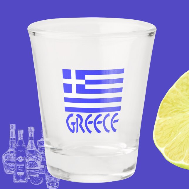 Greece in Blue Greek Flag Shot Glass (Creator Uploaded)