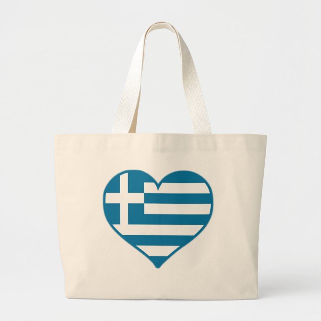 Greece Love Large Tote Bag (Front)