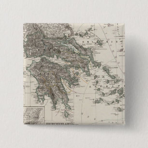 Greece Map by Stieler 2 Inch Square Button