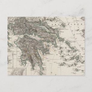 Greece Map by Stieler Postcard