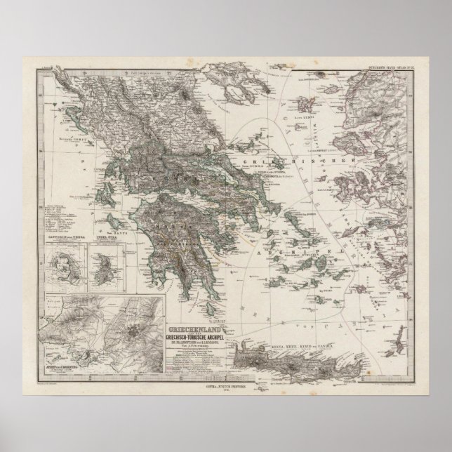 Greece Map by Stieler Poster (Front)