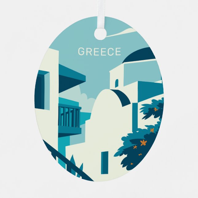 Greece Metal Ornament (Front)