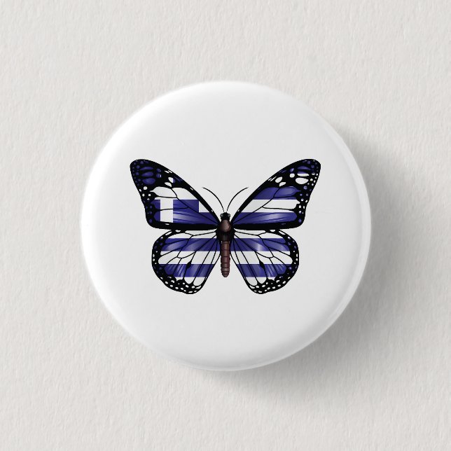 Greece Monarch Butterfly Flag 1 Inch Round Button (Front)