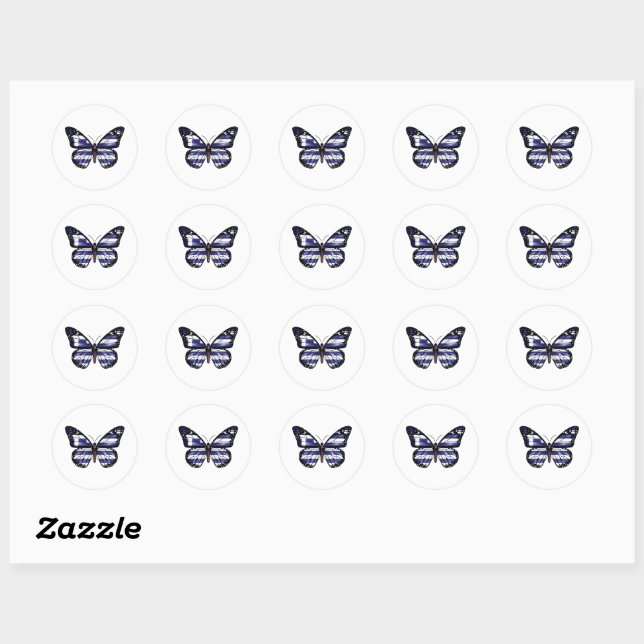 Greece Monarch Butterfly Flag Classic Round Sticker (Sheet)