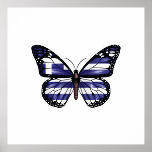 Greece Monarch Butterfly Flag Poster